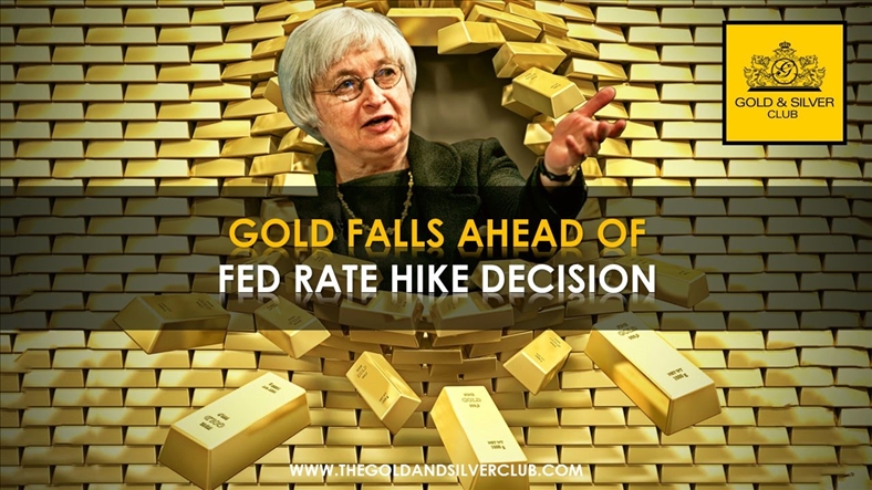 Giá vàng chạm đáy 3 tuần trước cuộc họp của Fed