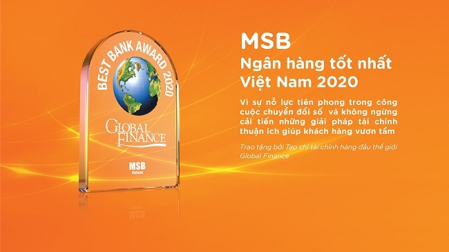 MSB nhận giải "Ngân hàng tốt nhất Việt Nam năm 2020"