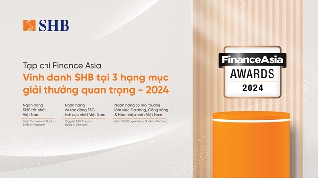 SHB chiến thắng ba giải thưởng quan trọng tại FinanceAsia Awards 2024