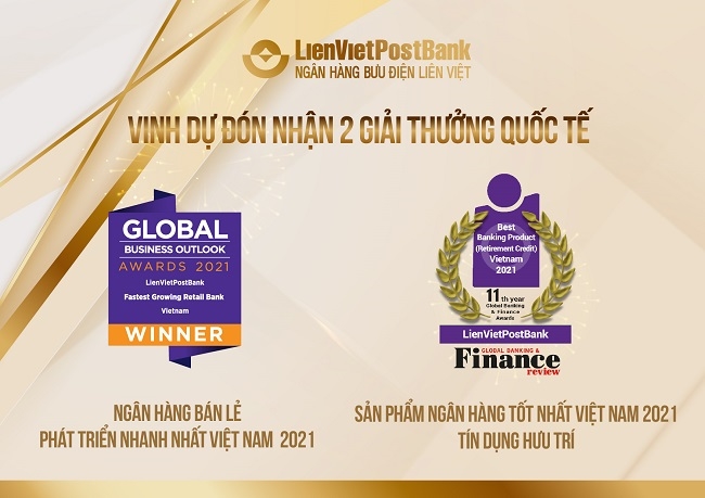 LienVietPostBank nhận 2 giải thưởng quốc tế uy tín