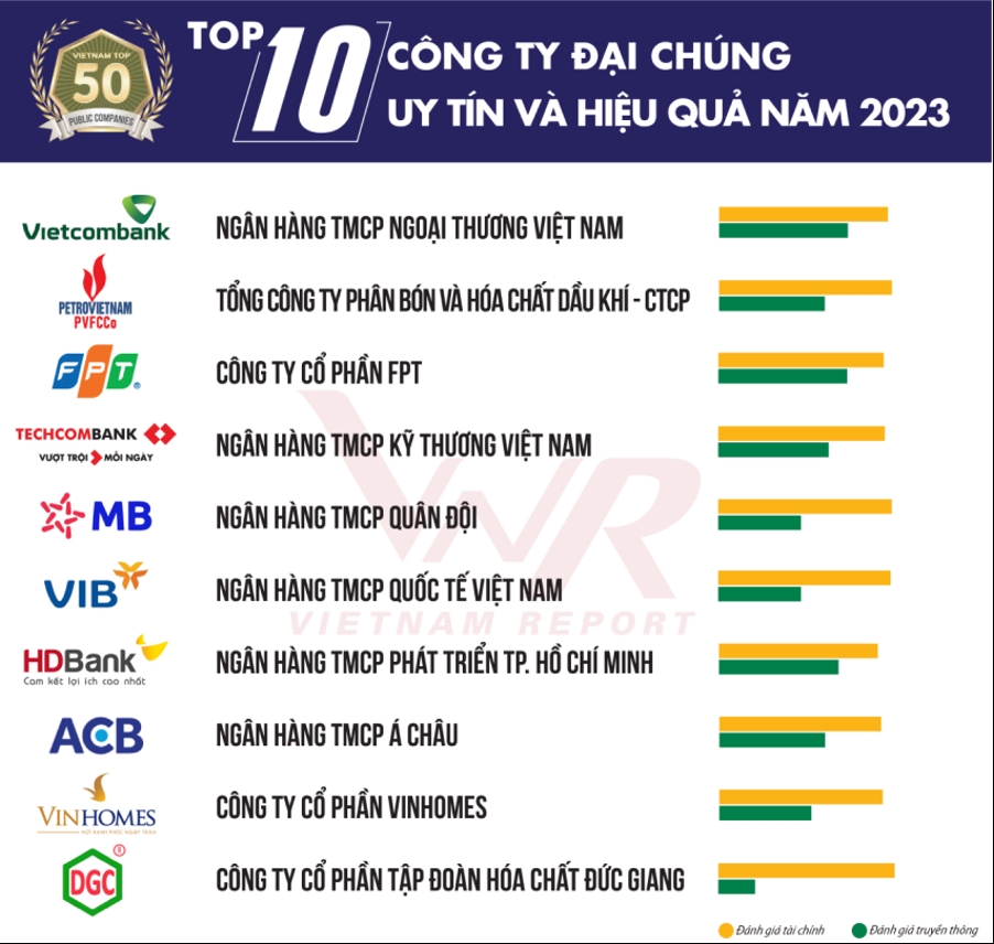 TOP 10 công ty hiệu quả nhất năm 2023: Ấn tượng HDBank, Đạm Phú Mỹ và Hóa dầu Đức Giang 1