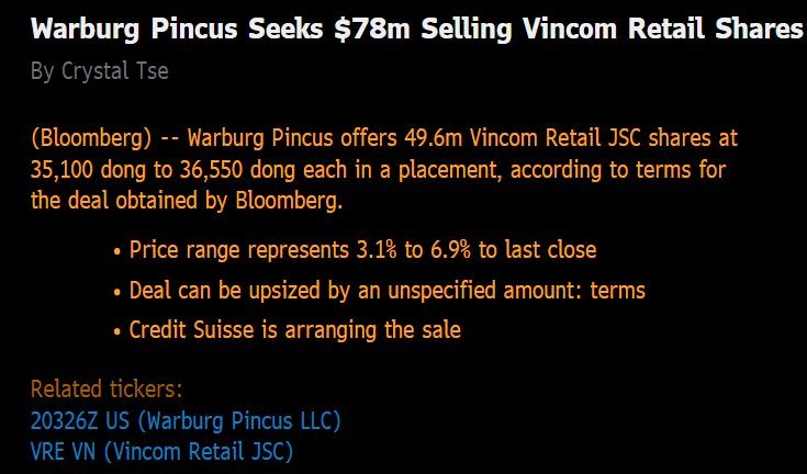 Cổ đông ngoại rao bán cổ phần của Vincom Retail
