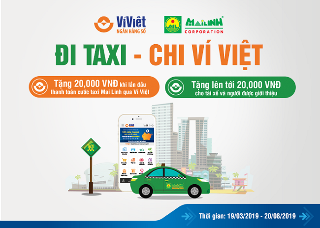 Ví Việt tặng thưởng khi thanh toán cước Taxi Mai Linh qua mã QR