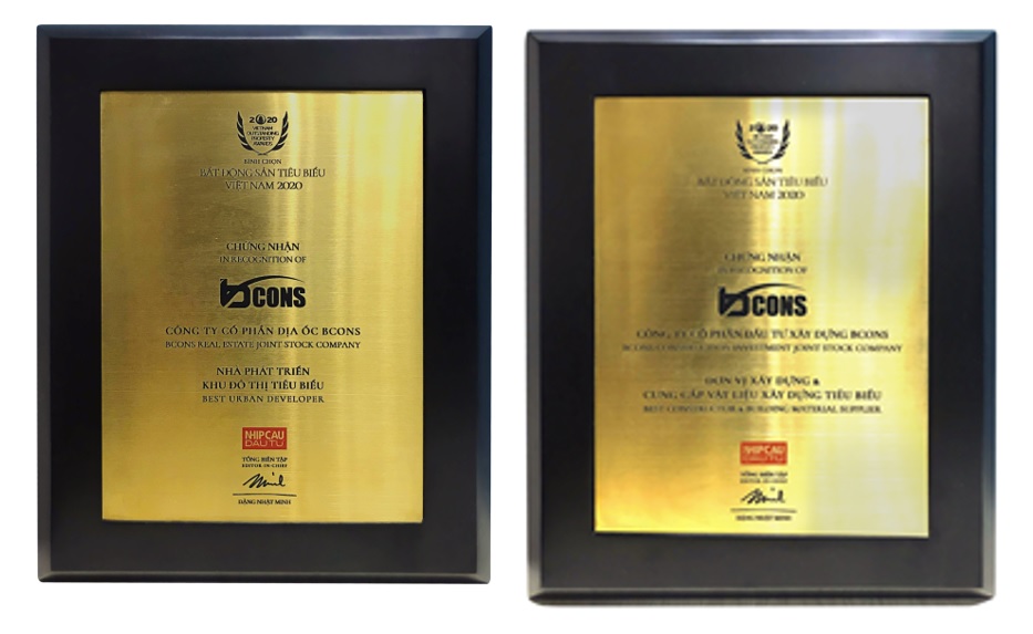 Tập đoàn Bcons nhận 2 giải thưởng bất động sản tiêu biểu Việt Nam 2020 2