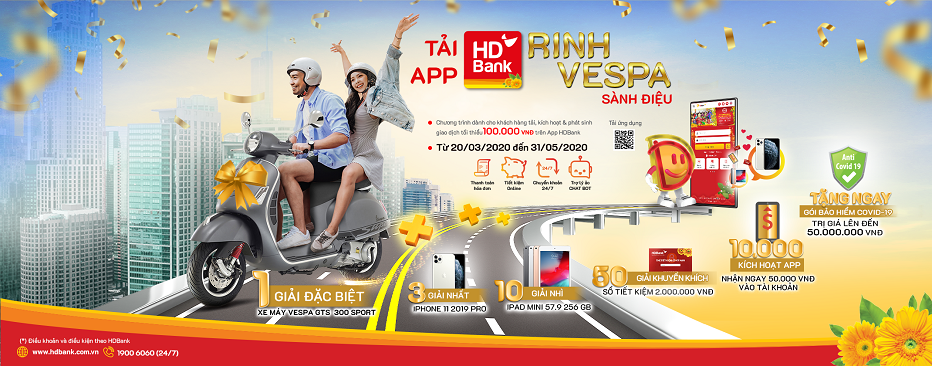 HDBank ra mắt chương trình "Tải app HDBank - Ring Vespa sành điệu'
