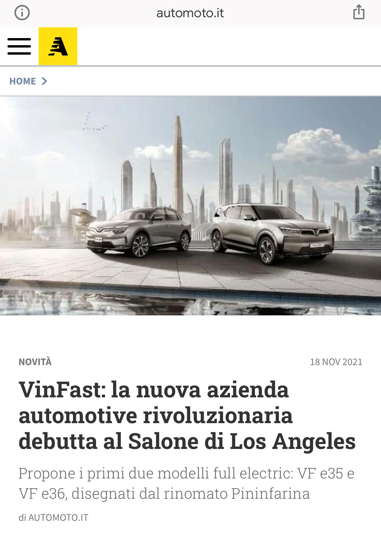 Báo Italy gọi VinFast là hãng xe tạo nên cuộc “cách mạng”