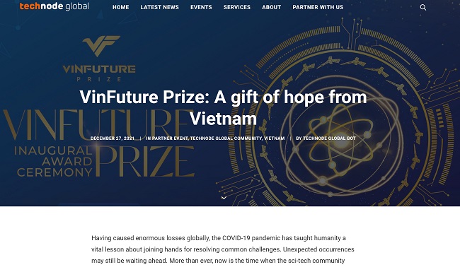 Báo châu Á gọi VinFuture là 'món quà mang theo hi vọng' từ Việt Nam