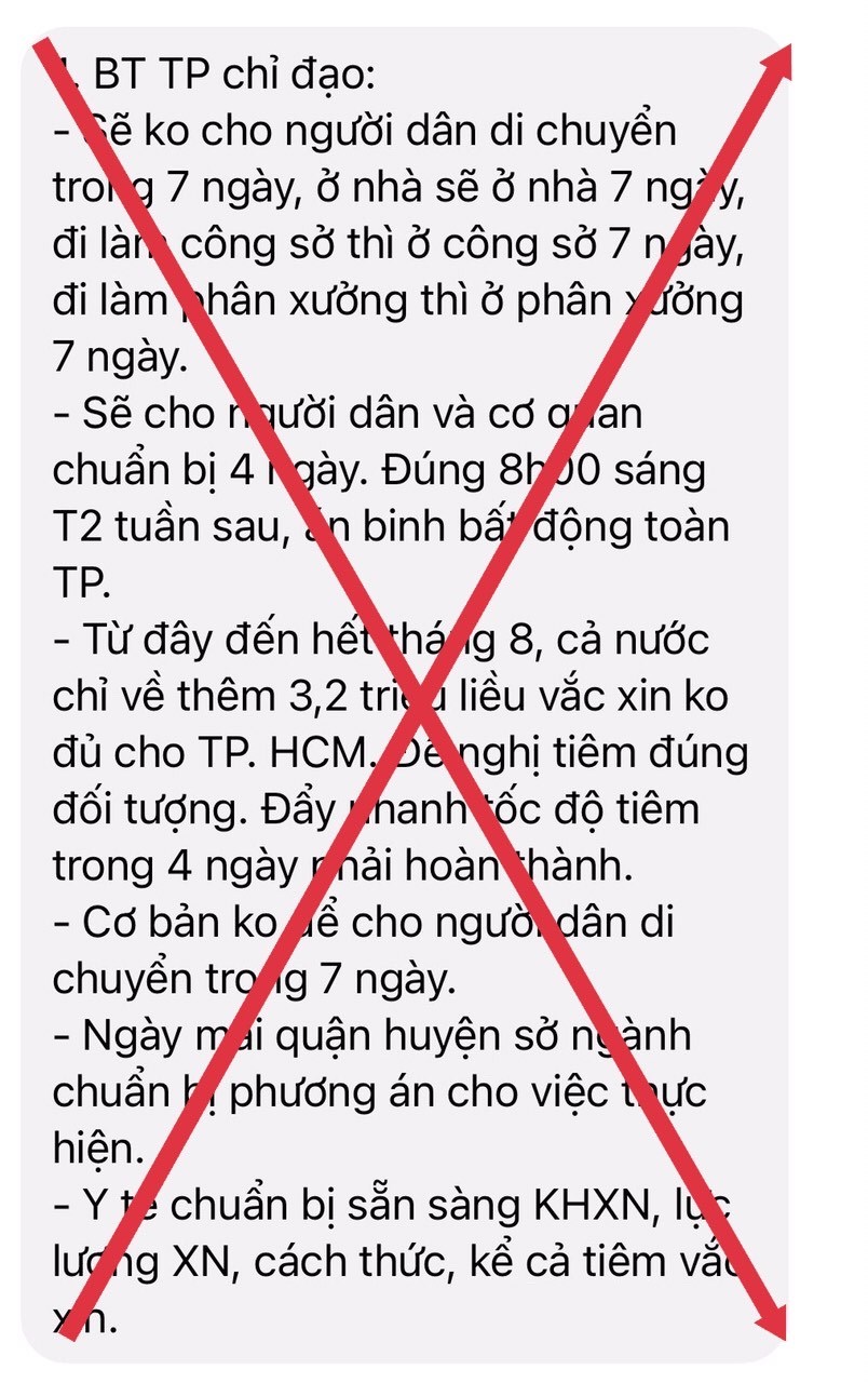 Thông tin 'không cho người dân Hà Nội di chuyển trong 7 ngày' là giả mạo