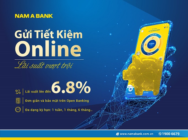 Lãi suất tiết kiệm online Nam A Bank lên đến 6,8%/năm