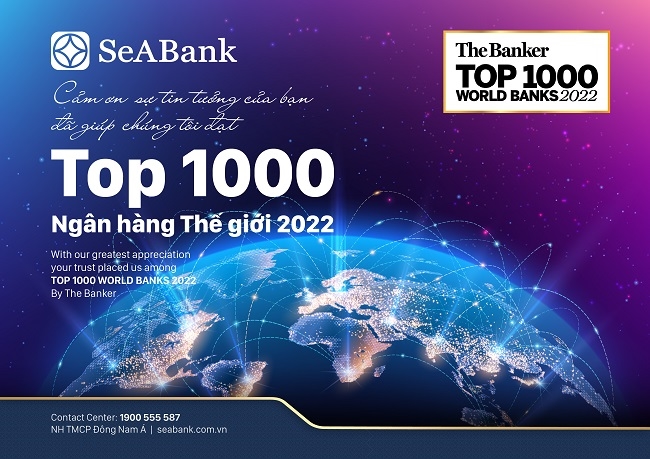 SeABank được The Banker xếp hạng trong 'Top 1000 Ngân hàng thế giới 2022'