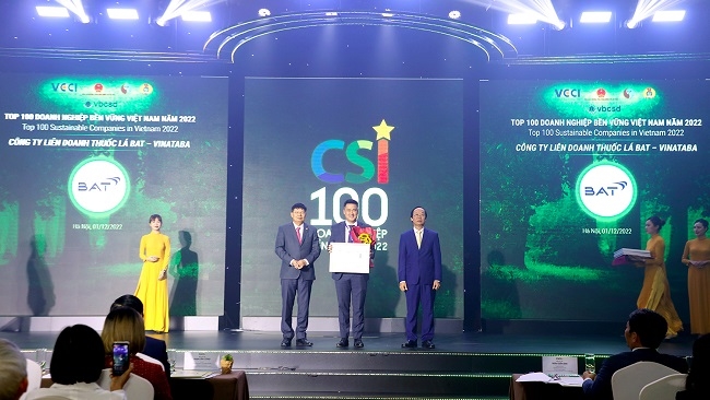 BAT Việt Nam tiếp tục được vinh danh ‘Top 100 doanh nghiệp bền vững Việt Nam’ năm 2022